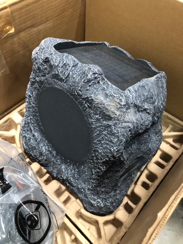 Photo 5 of Innovative Technology Outdoor Rock Speaker Pair - Wireless Bluetooth Speakers for Garden, Patio, Waterproof, Built for all Seasons & Solar Powered with Rechargeable Battery, Music Streaming - Charcoal
