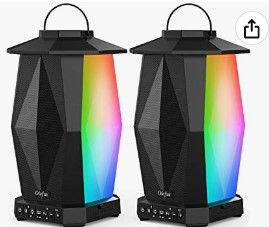 Photo 1 of Olafus Outdoor Bluetooth Speakers 2 Pack, 25W Loud IPX5 Waterproof Wireless Speaker with LED Mood Lights, Up to 200 Lantern Speakers Synch, 20H Playtime for Pool Summer Party Garden Patio Yard Camping