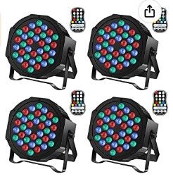 Photo 1 of Rechargeable Par Can Lights U`King Wireless LED Uplights Battery Powered Uplighting with RGB 36W Stage Lighting Up Lights for Wedding DJ Disco Events Indoor Dance Party Church Live (4 Pack)