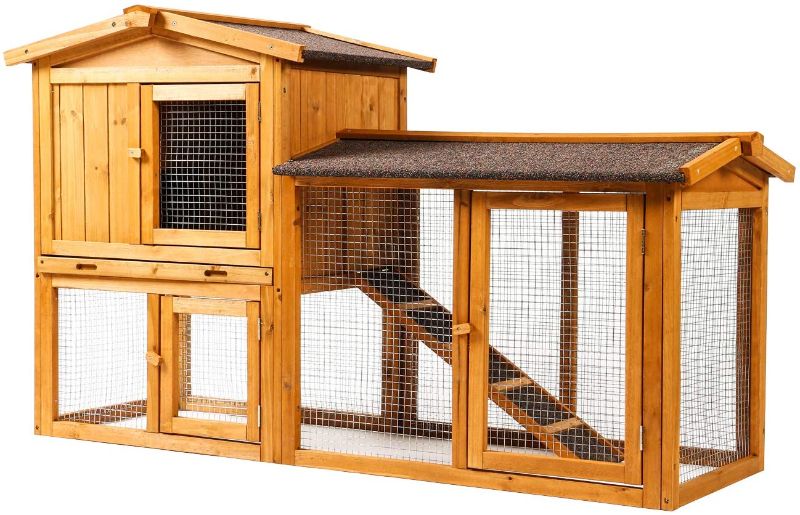 Photo 1 of ***MISSING OTHER BOXES*** Ogrmar Chicken Coop Large Wooden Outdoor Bunny Rabbit Hutch Hen Cage with Ventilation Door, Removable Tray & Ramp Garden Backyard Pet House Chicken Nesting Box
