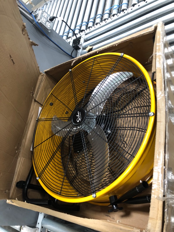 Photo 2 of Simple Deluxe HIFANXDRUM24 24 Inch Heavy Duty Metal Industrial Drum Fan, 3 Speed Air Circulation for Warehouse, Greenhouse, Workshop, Patio, Factory and Basement - High Velocity , Yellow
