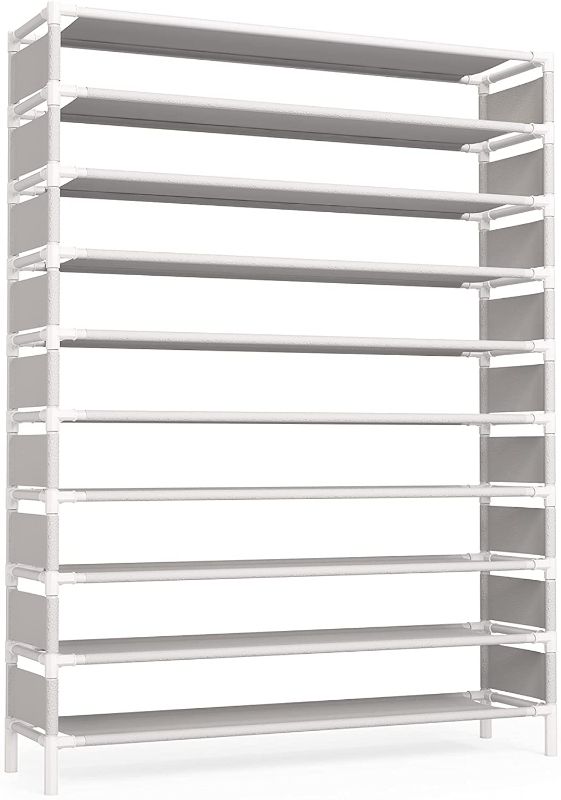 Photo 1 of 10 Tiers Shoe Rack, Large Shoe Organizer, Big Shoe Shelf for 50 Pairs, Space Saving Closet Shoe Organizer, Tall Shoe Shelf
