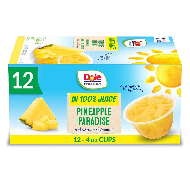 Photo 1 of *EXP: 10/26/2022 NO REFUNDS* 3 PACK Dole Pineapple Paradise Pineapple Tidbits in a Blend of 100% Fruit Juices, Gluten Free Healthy Snack, 4 Oz Fruit Bowls, 12 Total Cups
