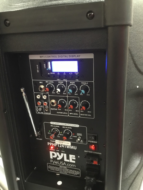 Photo 1 of Wireless Portable PA Speaker System - Compatible with Bluetooth, Active Loudspeaker, 1000 Watt Powered 2-Way Waterproof Amplifier, 12” Subwoofer, Tweeter, RCA, XLR, Mic In