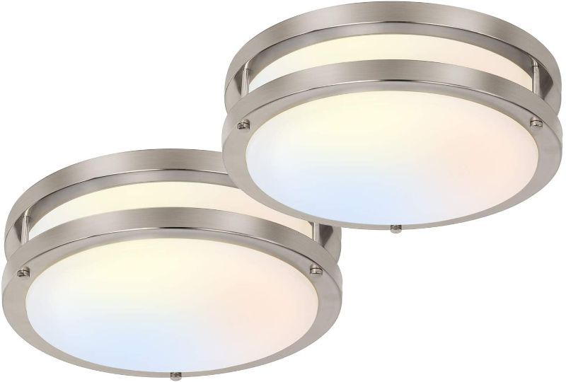 Photo 1 of 13 inch Flush Mount LED Ceiling Light Fixture, 3000K/4000K/5000K Adjustable Ceiling Lights, Brushed Nickel Saturn Dimmable Lighting for Hallway Bathroom Kitchen or Stairwell, ETL Listed
2 PACK