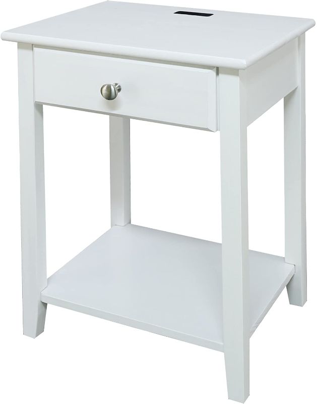 Photo 1 of Casual Home Owl White Night Stand with USB Port
