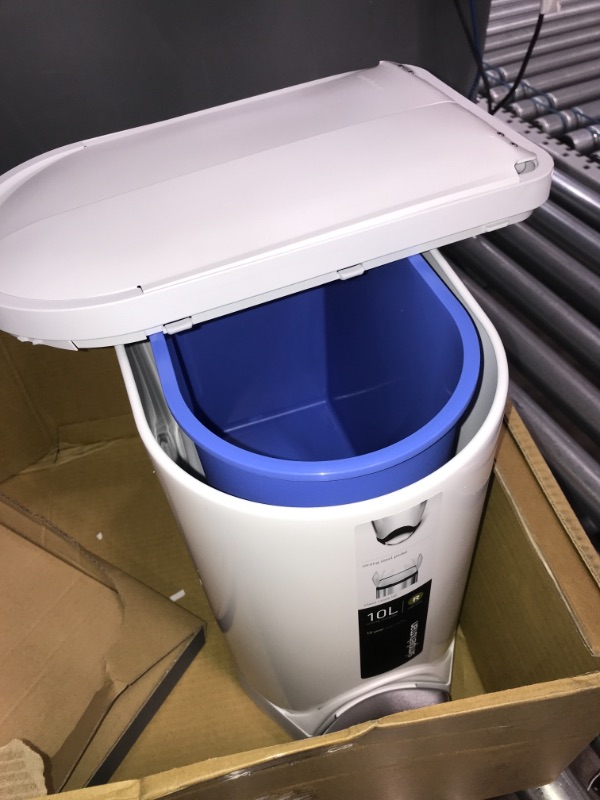 Photo 2 of **BROKEN LID**
simplehuman 10L Butterfly Steel Step Trash Can White

