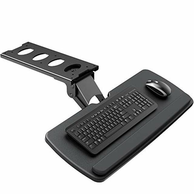 Photo 1 of HUANUO Keyboard Tray Under Desk?360 Adjustable Ergonomic Sliding Keyboard & Mouse Tray, 25" W x 9.8" D, Black
