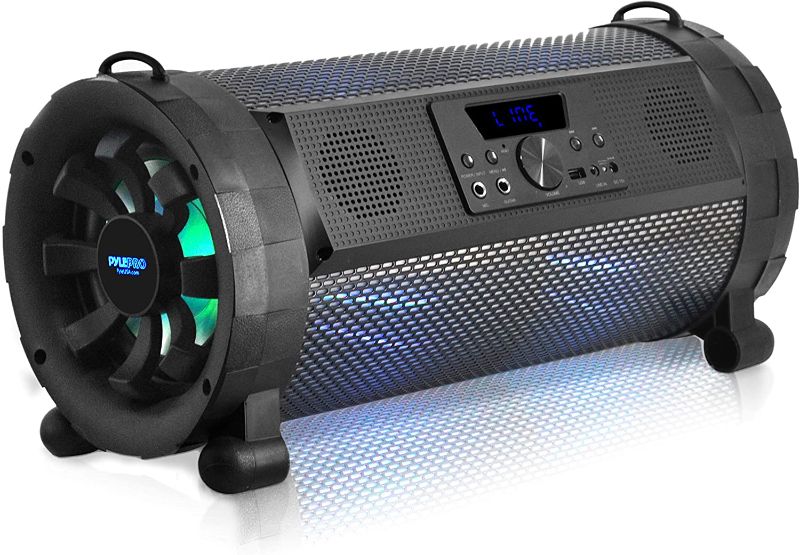 Photo 1 of Pyle Bluetooth Boombox Street Blaster Stereo Speaker - Portable Wireless Power FM Radio / MP3 System w/ Remote, LED Lights & Rechargeable Battery - PBMSPG190 , Black
