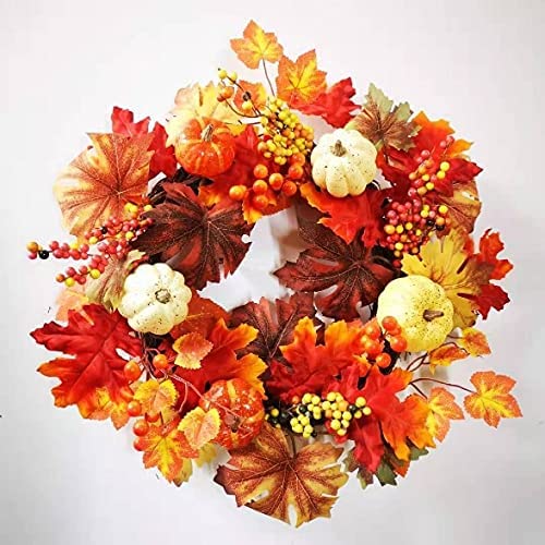 Photo 1 of 18 inch Thanksgiving Wreath-Artificial Maple Leaves with Cute Pumpkins-Romantic and Beautiful Gift
A LITTLE SMUSHED AND BENT, CAN BE STRAIGHTENED OUT