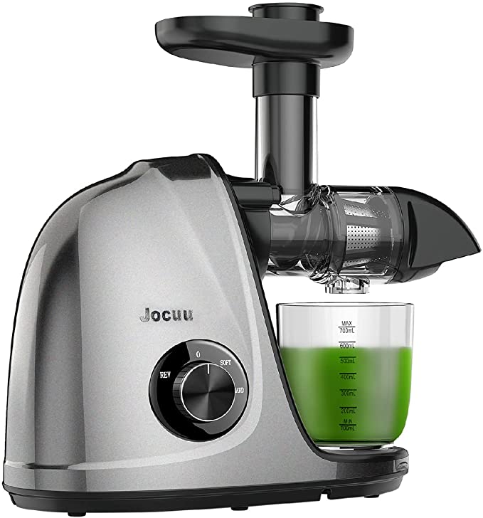 Photo 1 of Jocuu Slow Masticating Juicer with 2-Speed Modes - Cold Press Juicer Machine - Quiet Motor & Reverse Function - Easy to Clean Juicer Extractor - Juice Recipes for Fruits & Vegetables (Grey)