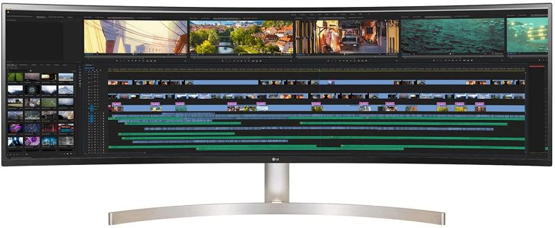 Photo 1 of LG 49WL95C-WY 32:9 UltraWide Monitor 49" Dual DQHD (5120 x 1440) Curved IPS Display, HDR10, USB Type-C with 85W PD, sRGB 99% Color Gamut, Height/Swivel/Tilt Adjustable Stand - Black and Silver
