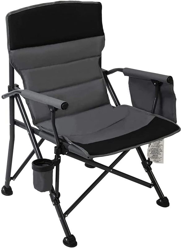 Photo 1 of Pacific Pass Camping Chair Heavy Duty Padded Chair, 400lbs Capacity, Folding Sports High Back Chair with Storage Bag & Cup Holder for Camping, Fishing, Hiking, Outdoor, Carry Bag Included
