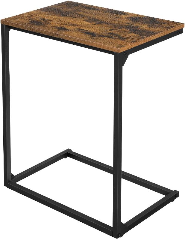 Photo 1 of 2 pack -VASAGLE Couch Table, Sofa Side Table, C Shaped End Table for Sofa and Bed, Snack Table 21.7 Inch for Living Room, Industrial Style, Rustic Brown and Black ULNT52BX
