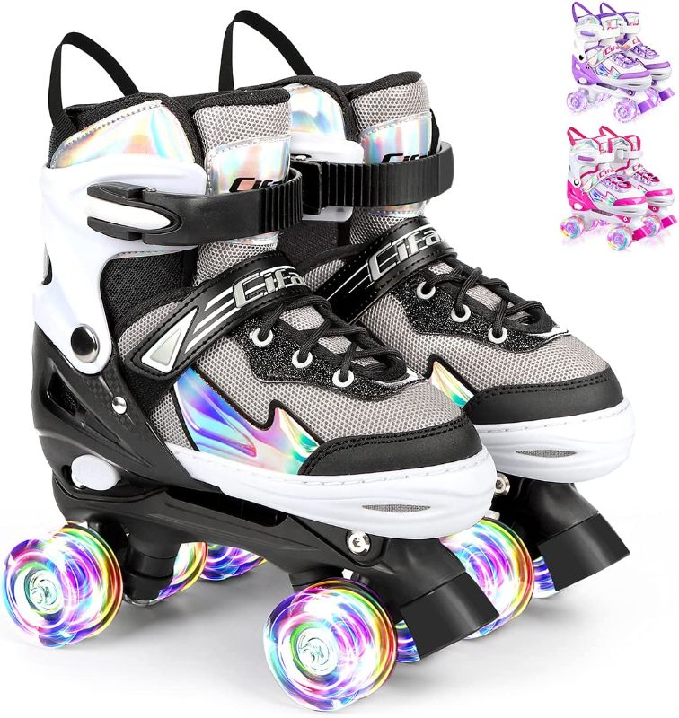 Photo 1 of Cifaisi Roller Skates for Girls and Kids, 4 Sizes Adjustable Roller Skates with Light up Wheels and Shining Upper Design
