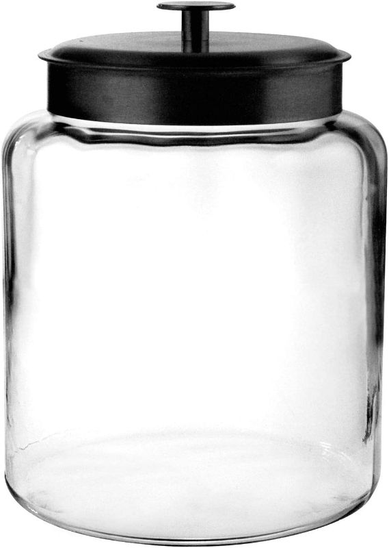 Photo 1 of **missing lid**
Anchor Hocking 2 Gallon Montana Glass Jar with Lid (2 piece, black metal, dishwasher safe)
