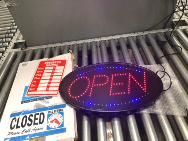 Photo 2 of LED Open Sign for Business - 23 X 14 Inch (Bigger Size) LED Shop Light - Neon Sign - Dual Modes for Flashing & Stead Light for Business Storefront