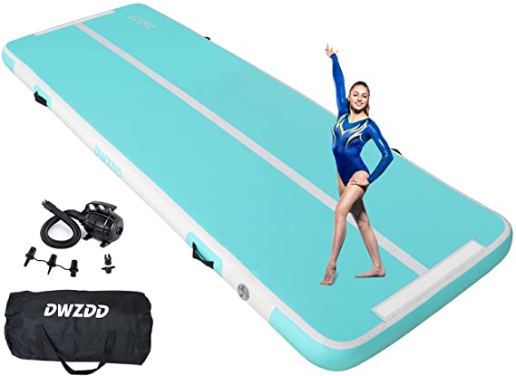 Photo 1 of Dwzdd Air Track Tumbling Mat 13.1ft Blow up Gymnastic Mats with Electric Inflatable Pump, Repair Kit, Bag for Home/Training/Yoga/Water