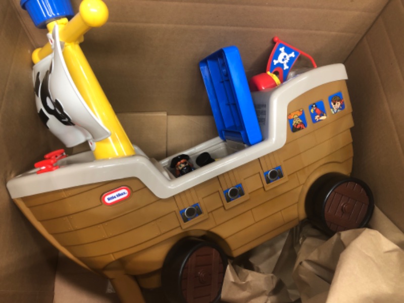 Photo 2 of Little Tikes 2-in-1 Pirate Ship Ride-On Toy and Playset - Kids Ride-On Boat with Wheels, Under Seat Storage and Playset with Figures - Interactive Ride on Toys for 1 year olds and above, Multicolor
