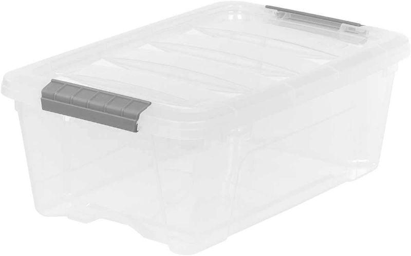 Photo 1 of iris Buckle Up Storage Box, 12.9 Quart, Clear, 4 Count
