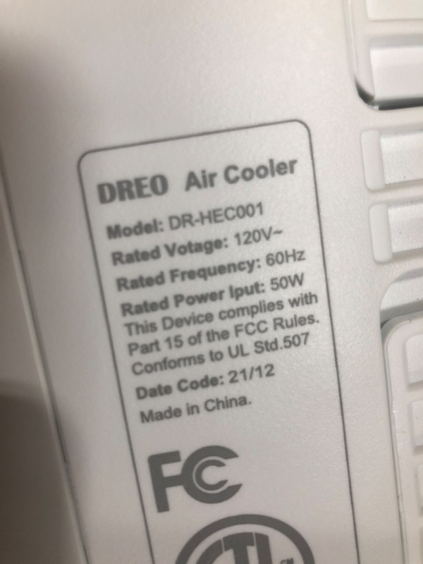 Photo 4 of Dreo Evaporative Air Cooler, 40” Cooling Fan with 80° Oscillating, Humidifying, Removable Water Tank, Filter, Ice Packs, Remote Control, 3 Speeds, 7H Timer, Personal Swamp Cooler, White, DR-HEC001
