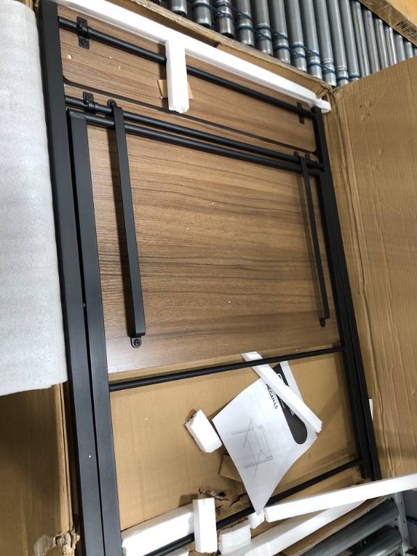 Photo 1 of GreenForest Folding Desk No Assembly Required, Computer Desk with 2-Tier Shelf Foldable Table for Small Spaces 29.5 x 20.47 inch, Espresso
