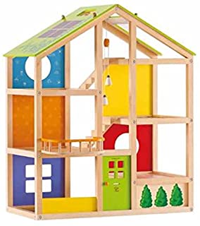 Photo 1 of All Seasons Kids Wooden Dollhouse by Hape | Award Winning 3 Story Dolls House Toy with Furniture, Accessories, Movable Stairs and Reversible Season Theme L: 23.6, W: 11.8, H: 28.9 inch
