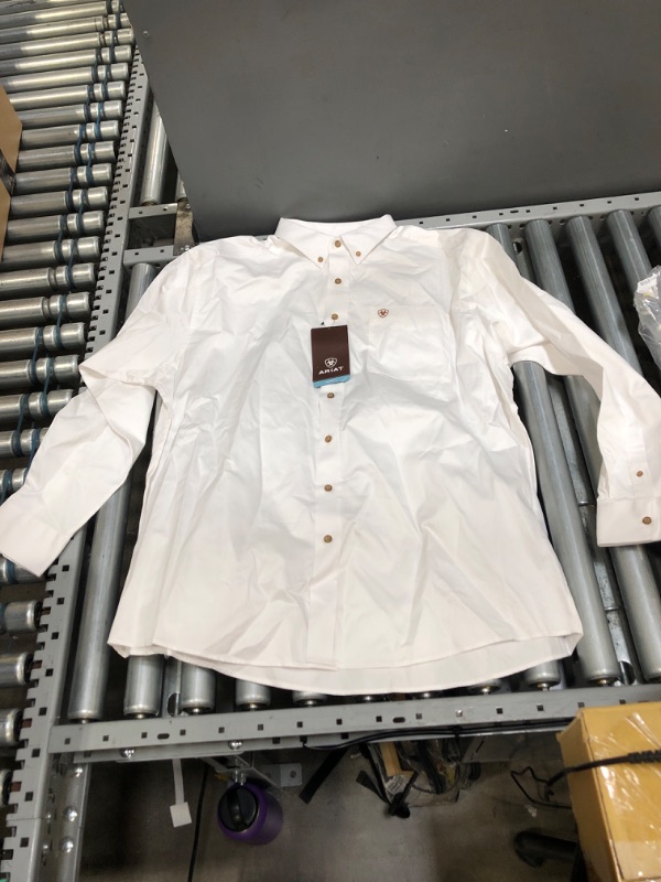 Photo 2 of Ariat Apparel Mens Solid Twill Buttondown White Shirt SIZE XXL