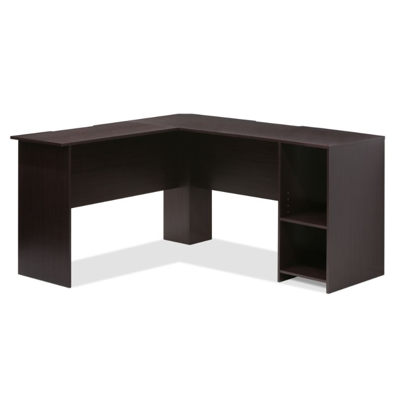 Photo 1 of 16084EX Indo L-Shaped Desk with Bookshelves, Espresso