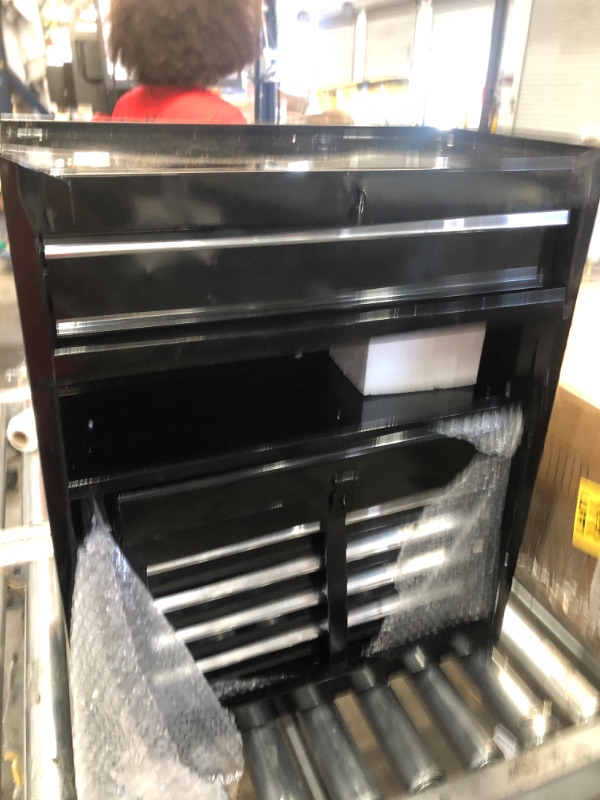 Photo 2 of ***STOCK PHOTO NOT EXACT*** Rolling Tool Chest with Sliding Drawer, Removable Tool Box 4 Drawers. Lockable Tool Storage Cabinet for Garage and Repair Shop (Black)

**Unknown brand**