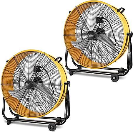 Photo 1 of Simple Deluxe 24 Inch Heavy Duty Metal Industrial Drum Fan, 3 Speed Air Circulation for Warehouse, Greenhouse, Workshop, Patio, Factory and Basement - High Velocity , Yellow
