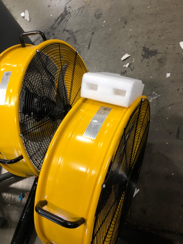 Photo 2 of Simple Deluxe 24 Inch Heavy Duty Metal Industrial Drum Fan, 3 Speed Air Circulation for Warehouse, Greenhouse, Workshop, Patio, Factory and Basement - High Velocity , Yellow
