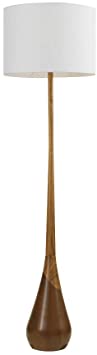 Photo 1 of Globe Electric Novogratz x Globe Harrington 65" Floor Lamp, 2-Tone Faux Wood Base, White Fabric Shade, Socket Rotary Switch 67225
