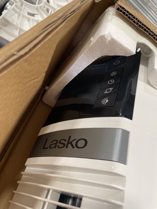 Photo 3 of Lasko Works with Alexa 48” Oscillating 4-Speed Tower Fan with Timer, T48401, White, A Certified for Humans Device
