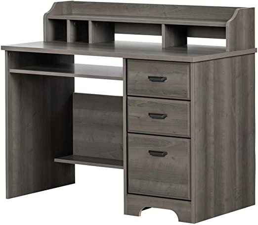 Photo 1 of South Shore Versa Computer Desk with Hutch, Gray Maple
