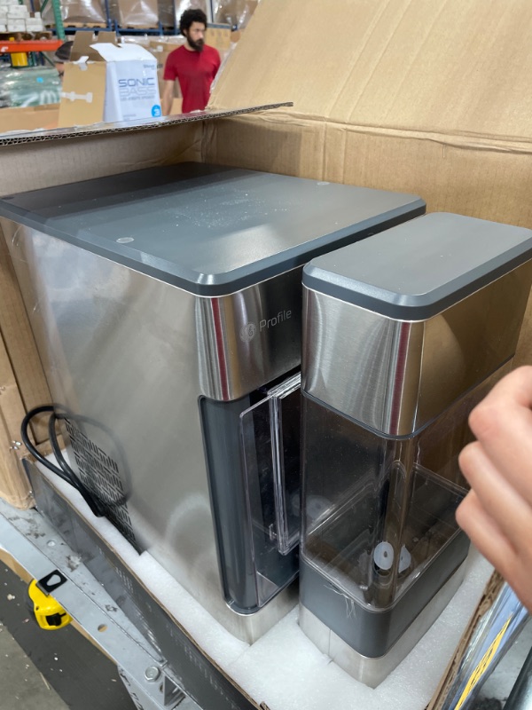 Photo 2 of GE Profile Opal | Countertop Nugget Ice Maker with Side Tank | Portable Ice Machine Makes up to 24 Lbs. of Ice per Day | Stainless Steel Finish
