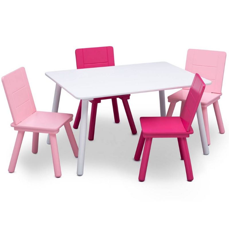 Photo 1 of Color Block Table & 4 Chair Set in White/Pink - Delta Children TT87413GN-130
