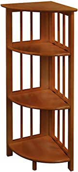 Photo 1 of Casual Home 4-Shelf Corner Folding Bookcase, Honey Oak
