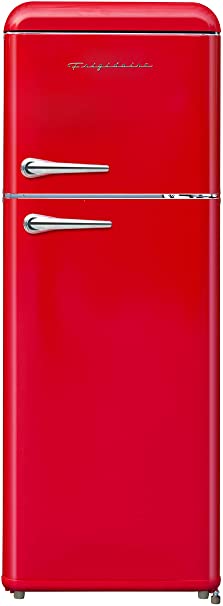 Photo 1 of FRIGIDAIRE EFR756-RED EFR756, 2 Door Apartment Size Retro Refrigerator with Top Freezer, Chrome Handles, 7.5 cu ft, red
