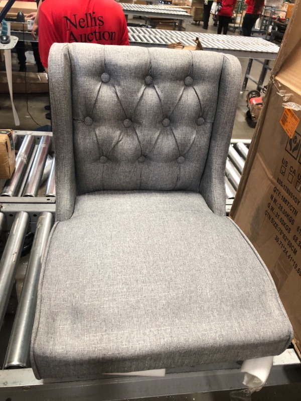 Photo 4 of ***INCOMPLETE*** HOMCOM 42.5 in. Grey Wingback Rubberwood 30 in. Bar Chair with Polyester Seat 2-Included