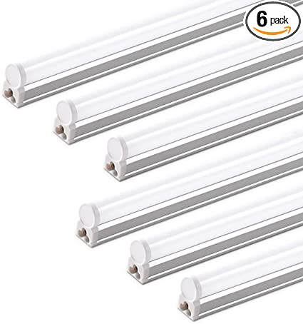 Photo 1 of (Pack of 6) Barrina LED T5 Integrated Single Fixture, 4FT, 2200lm, 6500K (Super Bright White), 20W, Utility Shop Light, Ceiling and Under Cabinet Light, Corded Electric with ON/Off Switch, ETL Listed
