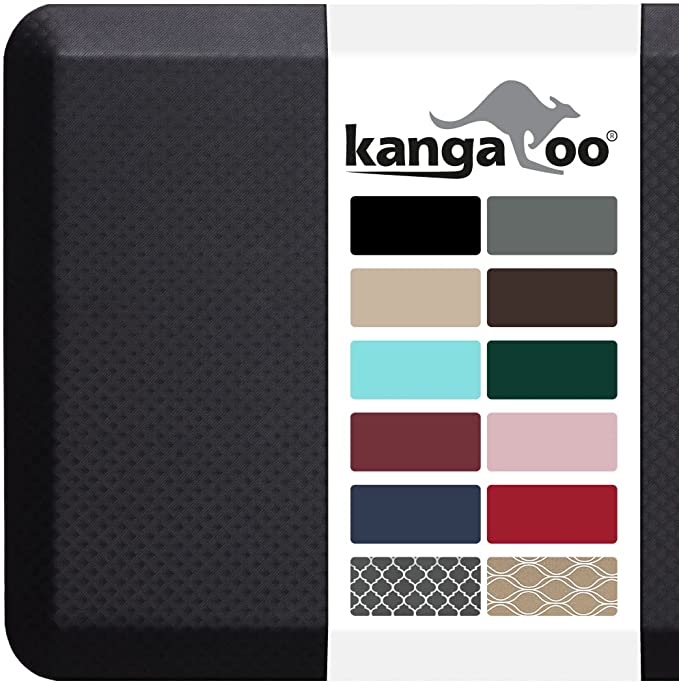 Photo 1 of KANGAROO 3/4" Thick Superior Comfort, Relieves Pressure, All Day Ergonomic Stain Resistant Floor Rug Anti Fatigue Cushion Mat, Durable Standing Desk, Foam Pad Mats Kitchen, Office, 32x20, Black
