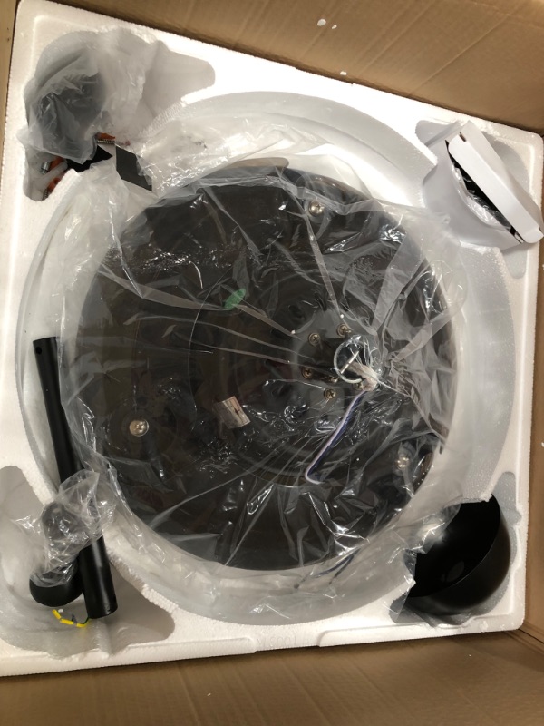 Photo 1 of 42 in. Black Retractable Ceiling Fan with Light and Remote Control