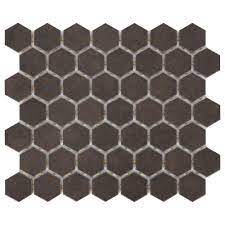 Photo 1 of 1 case and 4 extra tiles of  Daltile
LuxeCraft Hexagon 10 in. x 12 in. x 6.35 mm Obsidian Black Glazed Ceramic Mosaic Tile (0.81 sq. ft./Each)