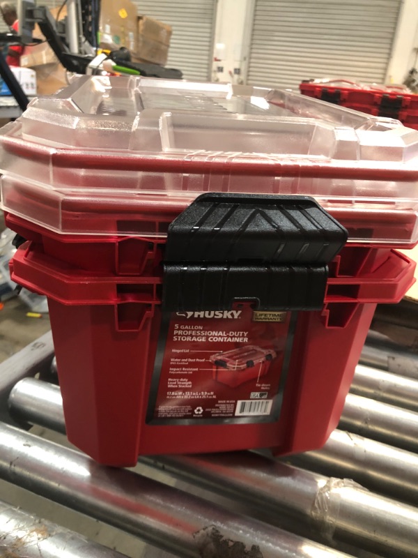 Photo 1 of 2 Husky
5-Gal. Professional Duty Waterproof Storage Container with Hinged Lid in Red