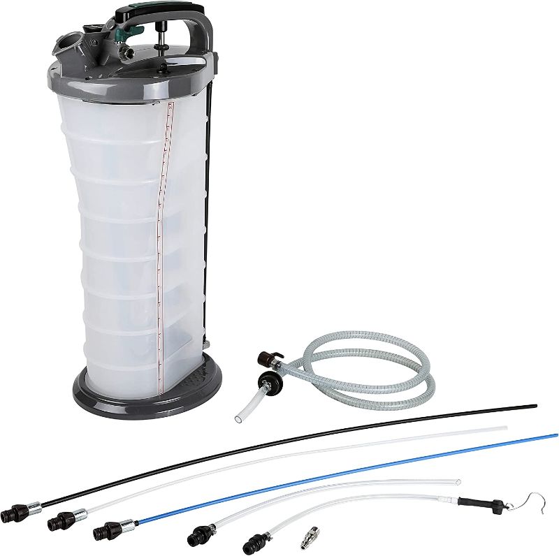 Photo 1 of **MISSING SMALL COMPONENTS** ARES 15081 - Manual/Pneumatic Fluid Extractor with Brake Bleeder Adapter - 10L Capacity - Powerful Suction with Included Hand Pump or Pneumatic System - Durable Polypropylene Construction
