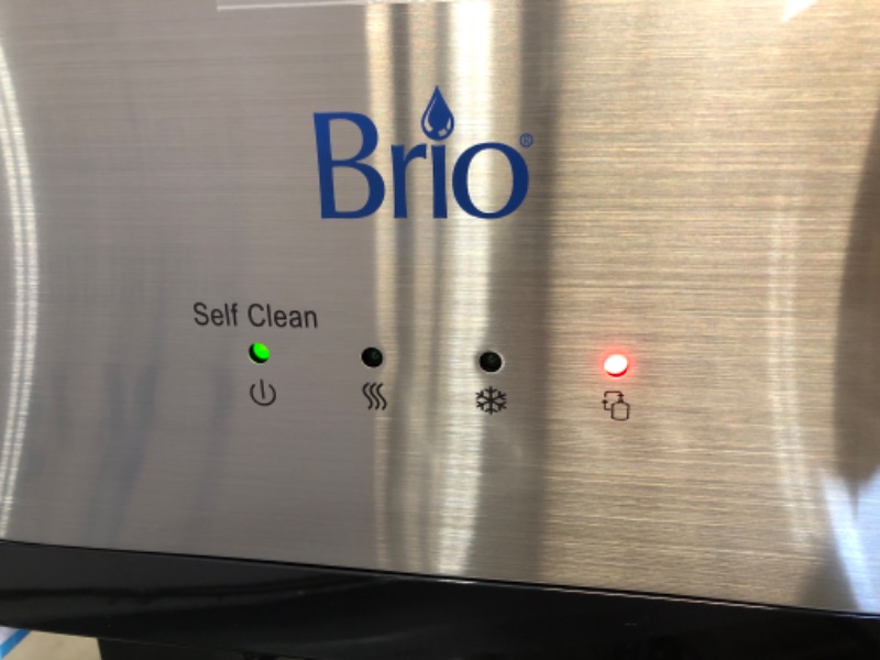 Photo 3 of **DAMAGED** Brio Essential Tri-Temp Bottom-Load Water Cooler in Black and Brush Stainless-Steel
