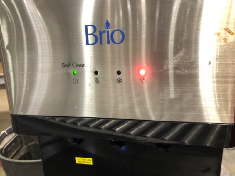 Photo 3 of **Minor Damage** Brio Essential Tri-Temp Bottom-Load Water Cooler in Black and Brush Stainless-Steel
