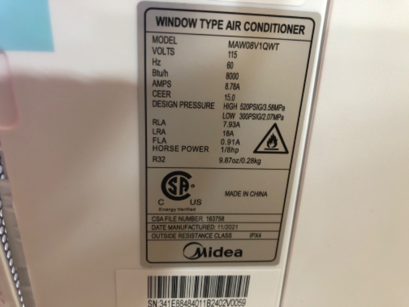 Photo 5 of Midea 8,000 BTU Smart Inverter U-Shaped Window Air Conditioner, 35% Energy Savings, Extreme Quiet, MAW08V1QWT
