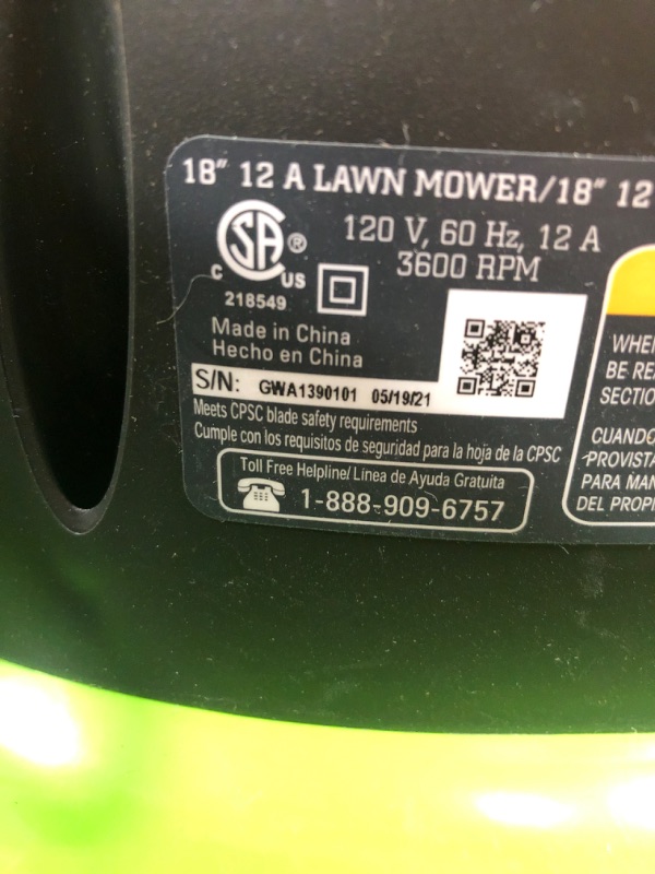 Photo 3 of Greenworks 18" 12 Amp Corded Electric Push Walk-Behind Mower
